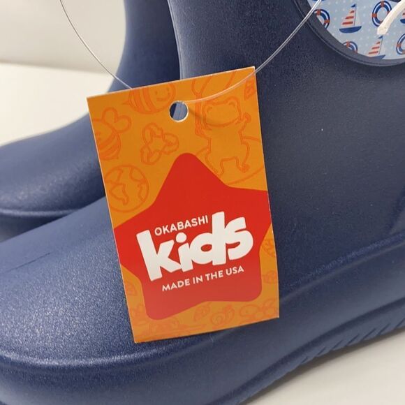 🔥Okabashi kids rain boot made in 🇺🇸 sz 11 Navy New - Picture 4 of 6